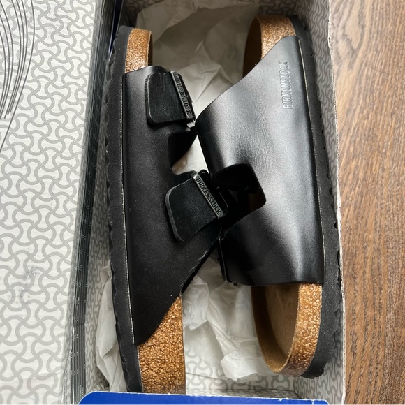 BRAND NEW IN BOX Birkenstock Arizona Amalfi Black Leather Size 40 Regular Fit - Picture 3 of 5